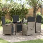 Set de dining pentru grădină din 5 piese cu perne gri deschis din poliratan GartenMobel Dekor