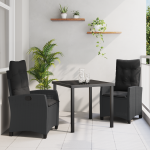 Set masă grădină 3 piese cu perne Negru Poliratan GartenMobel Dekor