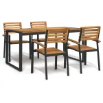 Set mobilier de grădină, 5 piese, lemn masiv de acacia și metal GartenMobel Dekor