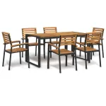 Set mobilier de grădină, 7 piese, lemn masiv de acacia și metal GartenMobel Dekor