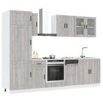 Set de dulapuri de bucătărie 8 piese „Kalmar” lemn Sonoma gri GartenMobel Dekor