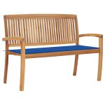 Bancă de grădină stivuibilă cu pernă, 128,5 cm, lemn masiv tec GartenMobel Dekor