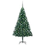 Brad Crăciun pre-iluminat cu set globuri, verde, 150 cm, PVC GartenMobel Dekor