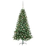 Brad Crăciun pre-iluminat cu set globuri, verde, 150 cm GartenMobel Dekor