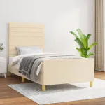 Cadru de pat fără saltea cremă 90x190 cm țesătură GartenMobel Dekor