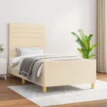 Cadru de pat fără saltea cremă 90x200 cm țesătură GartenMobel Dekor