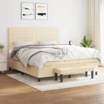 Pat continental cu saltea, crem, 180x200 cm, textil GartenMobel Dekor
