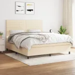 Pat continental cu saltea, crem, 180x200 cm, textil GartenMobel Dekor