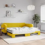Pat de zi cu extensie, galben, 100x200 cm, catifea GartenMobel Dekor
