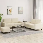 Set de canapele, 3 piese, crem, material GartenMobel Dekor