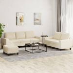 Set de canapele, 3 piese, crem, material GartenMobel Dekor