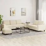 Set de canapele, 3 piese, crem, material GartenMobel Dekor