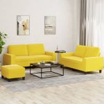 Set de canapele, 3 piese, galben deschis, textil GartenMobel Dekor