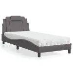Pat cu saltea, gri, 80x200 cm, piele ecologică GartenMobel Dekor