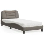 Pat cu saltea, gri taupe, 90x200 cm, textil GartenMobel Dekor