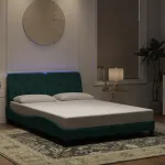 Cadru de pat cu lumini LED, verde închis, 120x200 cm, catifea GartenMobel Dekor