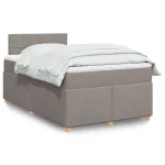 Pat box spring cu saltea, gri taupe, 120x200 cm, textil GartenMobel Dekor