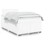 Pat box spring cu saltea, alb, 120x190 cm, piele ecologică GartenMobel Dekor