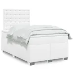 Pat box spring cu saltea, alb, 120x190 cm, piele ecologică GartenMobel Dekor