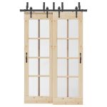 Set feronerie pentru uși glisante, negru, 152,5 cm, oțel GartenMobel Dekor