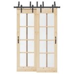 Set feronerie pentru uși glisante, negru, 152,5 cm, oțel GartenMobel Dekor