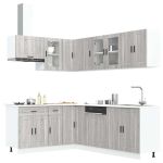 Set de dulapuri de bucătărie 11 piese „Porto” lemn Sonoma gri GartenMobel Dekor