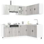 Set de dulapuri de bucătărie 11 piese „Porto” lemn Sonoma gri GartenMobel Dekor