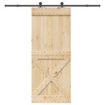 Ușă glisantă cu set de feronerie 95x210 cm, lemn masiv de pin GartenMobel Dekor