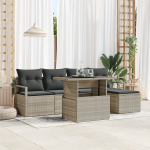 Set Sofa Grădină  cu Perne Gri Deschis Ratan Poli, Sofa Grădină  pentru Două Persoane Gri Ratan Poli GartenMobel Dekor