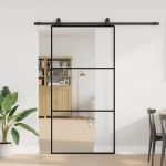Ușă glisantă cu set de feronerie neagră 102x205 cm Sticlă ESG GartenMobel Dekor