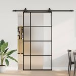 Ușă glisantă cu set de feronerie neagră 102,5x205 cm Sticlă ESG GartenMobel Dekor