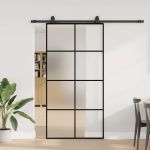 Ușă glisantă cu set de feronerie neagră 102,5x205 cm Sticlă ESG GartenMobel Dekor