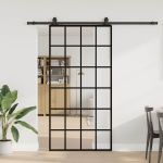 Ușă glisantă cu set de feronerie neagră 102x205 cm Sticlă ESG GartenMobel Dekor