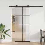 Ușă glisantă cu set de feronerie neagră 90x205 cm Sticlă ESG GartenMobel Dekor