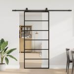 Ușă glisantă cu set de feronerie neagră 90x205 cm Sticlă ESG GartenMobel Dekor