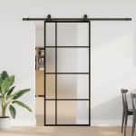 Ușă glisantă cu set de feronerie neagră 90x205 cm Sticlă ESG GartenMobel Dekor