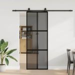 Ușă glisantă cu set feronerie neagră 76x205cm sticlă securizată GartenMobel Dekor