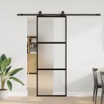 Ușă glisantă cu set feronerie neagră 76x205cm sticlă securizată GartenMobel Dekor