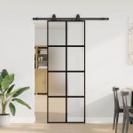 Ușă glisantă cu set feronerie neagră 76x205cm sticlă securizată GartenMobel Dekor