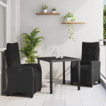 Set de Dining pentru Grădină cu 3 Piese Negru din Ratan Polimer GartenMobel Dekor