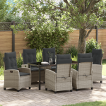 Set de Dining pentru Grădină cu Pernă Gri Deschis Poliratan GartenMobel Dekor