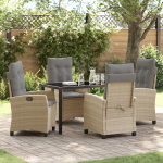 Set de Masă de Grădină cu 5 Piese cu Perne Bej Rattan Poli GartenMobel Dekor