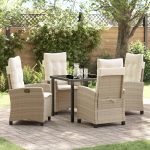 Set de dining de grădină cu perne Bej Rattan Poliester GartenMobel Dekor