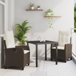 Set de dining de grădină vitaXL 3 Piese cu Perne Ratan PE Maro GartenMobel Dekor