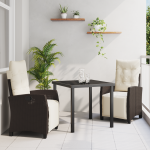 Set de dining pentru grădină 3 piese Marron din ratan sintetic GartenMobel Dekor