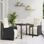 Set de mese de grădină 3 piese Negru Poliratan GartenMobel Dekor