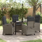 Set de mese de grădină 5 piese cu perne gri Rattan poli GartenMobel Dekor