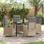 Set Dining Grădină cu Pernă 5 Piese Bej Ratan Polimeric GartenMobel Dekor