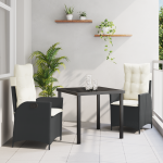 Set de 2 Negru Ratan PE Mediu Cotieră ajustabilă GartenMobel Dekor
