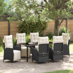 Set de 7 mese de grădină Negru Ratan PE GartenMobel Dekor